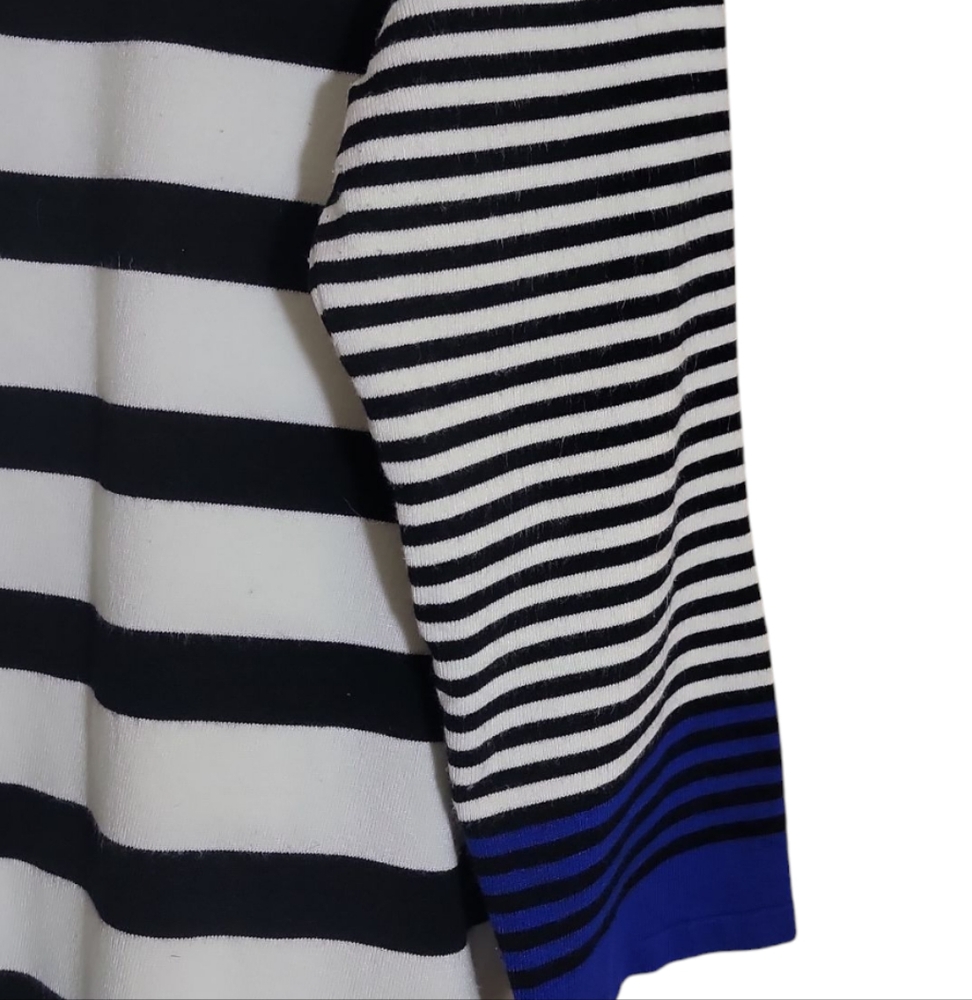 Cable & Gauge striped knit top blue black white scoop neck women's size XL - Picture 5 of 10